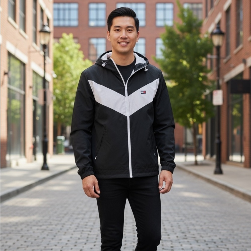 Tommy Hilfiger Black and White Windbreaker